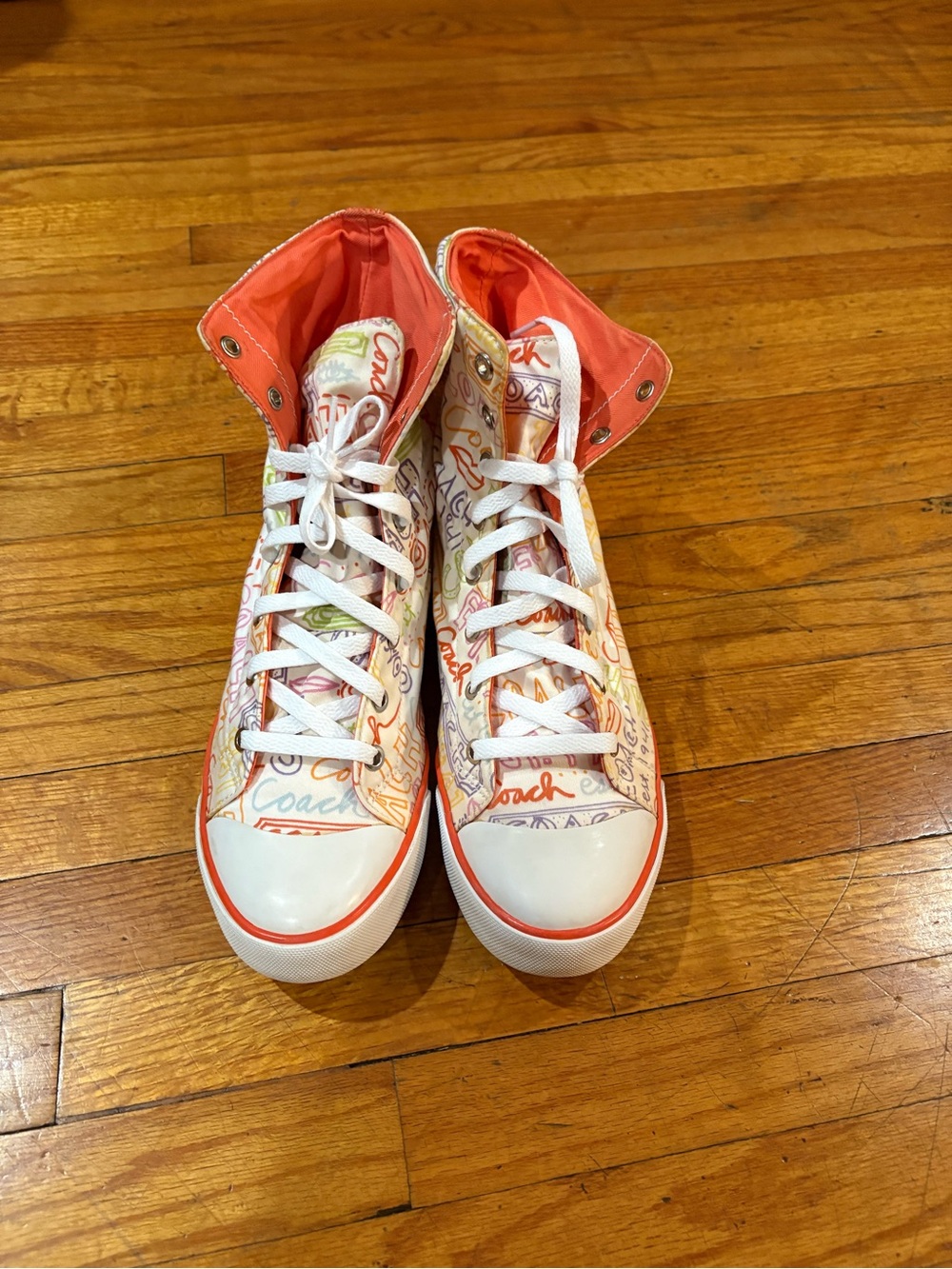 Coach Sneakers Women 9.5B Bonney High Top Canvas Lace Up Luxury Shoes